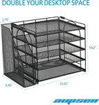 AUPSEN Desk Organizers and Accessories, 5-Tier Desktop Paper File Organizer with Removable File Holder, Desk Accessories & Workspace Organization for Home Office Supplies (Black)