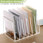 SANRUI Acrylic Desk File Organizer, 6 Vertical Compartments Clear Magazine File Holder Workspace Sorters, Folder Rack for Office Accessories Organization Storage