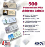 Customized Personalized Address Labels - Made in The USA by Kenco (500 Labels, All American)