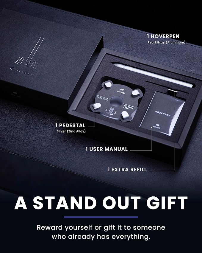 novium Hoverpen - Luxury Pen for Men & Women, Vertically Standing Executive Ballpoint Pen with Top Grade Free-Flowing Ink Refill, Metal Made, Unique Gifts, Luxury Pen for Men, Mens Gifts Ideas