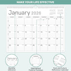 2026 Wall Calendar - 2026 Calendar from Jan. 2026 - Dec. 2026, 14.6" x 11.4", 12 Months Wall Calendar 2026, Thick Paper, Twin-Wire Binding, Simple Design