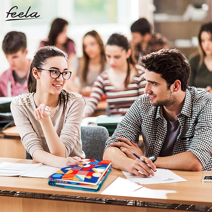 Geometric Pattern Book Covers, Feela 7 Pack Stretchable Jumbo Fabric Washable Durable Reusable Nylon Book Covers, for Hardcover Textbooks Notebooks up to 9”x11”