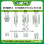 1" x .5" Thermal Labels | 4 Rolls | 9800 Labels | fits Zebra, Godex, Arkscan, iDPRT, Offnova Thermal Label Printers and More | Blank White Adhesive Stickers by Ecotherm