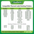 1.5" x 1" Thermal Labels | 6 Rolls | 11400 Labels | fits Zebra, Godex, Arkscan, iDPRT, Offnova Thermal Label Printers and More | Blank White Adhesive Stickers by Ecotherm