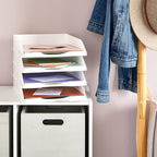 Stockroom Plus Paper Trays for Classroom - 4 Pack, White, 10 x 13.5 x 2.5 in - Desk Organizer Stacking Trays for Classroom Organization & Office Document Storage