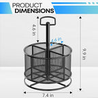 360-Degree Rotating Pen Holder for Desk, Mesh Pencil Organizer Multi-Functional Pen Holder, 4 Compartments Desktop Stationary Organizer, Home Office Black