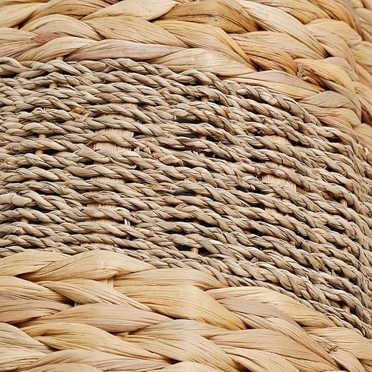 YANGQIHOME Wicker Trash Can with Lid - Water Hyacinth & Seagrass Garbage Can - Handwoven Wicker Waste Basket for Bathroom, Bedroom, Office, Living Room, Laundry Room - 3.8 Gallon