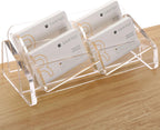 SANRUI Business Card Holder for Desk, Slant Clear Acrylic Desktop Cards Organizer, 2 Tier 4 Slots, Holds 240 Cards