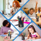 2 Pack Black Pencil Cup - Wire Mesh Pen Cup Holder for Desk, Office Pen Organizer With Sleek Design