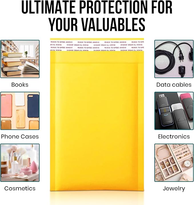 Levex - #0000 4" x 6" [50 Pack) Kraft Bubble Mailers, Padded Envelope Mailers, Packing Envelope & Mailing Bags for Shipping