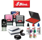 Shiny Pleasure Serving You Stamp, Round Self Inking Stamp for Office and Retail, Purple Ink