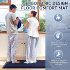 StepRite 4/5 Inch Thick Kitchen Mat Anti Fatigue Mat Kitchen Rugs Kitchen Decor Non-Slip, Stain Resistant, Waterproof Kitchen Mats Desk Mat for Kitchen, Office, Workshop, Blue, 17'' x 39''