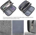 Della Gao Big Capacity Pencil Case, Aesthetic Pencil Pouch with 3 Compartments Large Pencil Bag Nylon Storage Pen Bag Office Stationery Organizer for Women and Men - Grey