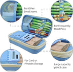 Large Capacity Pencil Case - Durable Zipper Aesthetic Pen Pouch, Big Storage Organizer for School, Office & Travel - Waterproof & Multi-Use (Light Blue)