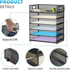 Marbrasse 6 Tier Paper Organizer Letter Tray - Mesh Desk File Organizer with Handle, Paper Sorter Organizer for Letter/A4 Office File Folder Holder - Black