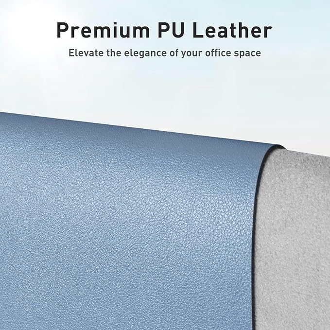 Aothia Leather Desk Pad Protector, Large Mouse Pad, Office Desk Mat, Non-Slip PU Leather Desk Blotter, Laptop Desk Pad, Waterproof Desk Writing Pad for Office and Home (Denim Blue, 23.6" x 13.7")