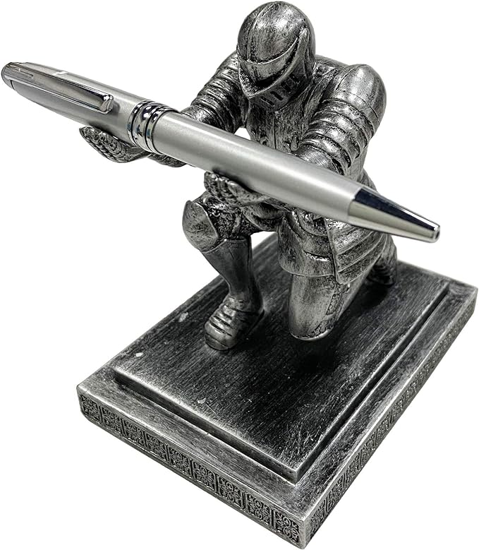 Executive Knight Pen Holder with a Pen Personalized Desk Accessories Decor Home Office Cool Pen Stand Iron
