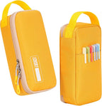 ECHSRT Big Pencil Case, Aesthetic Portable Zipper Pencil Bag with Hidden Pocket, Special Pouch for Men Women Adults, Stationery Organizer Pen Cases for Office Travel, Yellow