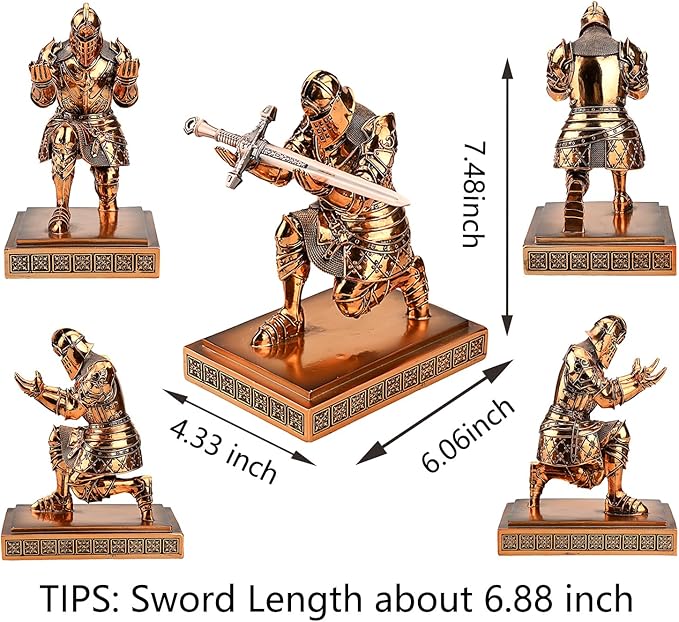 King's Guard Knight Pen Holder Pen Stand Desk Organizers and Accessories Resin Pencil Holder as Gift for Office and Home (Copper(Plating))