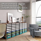 PAG Mass Mail Sorter - Adjustable Mail Holder, Countertop Literature Organizer, Student Mailbox for Classroom, Desktop Bill Paper Organizer for Office & Home, 27 Compartments, Brown