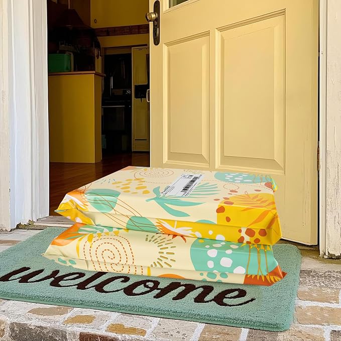 Colorful Leaves Poly Mailer 12x15.5 Inch 50 Pcs, Waterproof Shipping Bags for Clothing, Tear-Resistant Mailier Bags, Strong Mailing Bags with Self-Seal