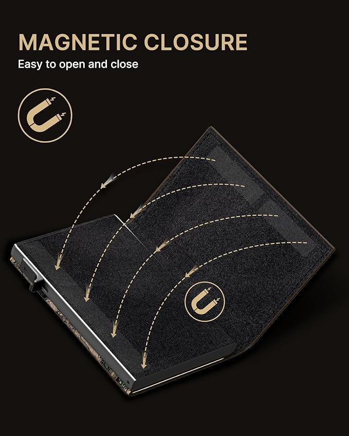 typecase Mens Wallet Card Holder: Pop Up Aluminum Case, Carbon Fiber Leather, Smart, RFID Blocking, Slim, Minimalist, Front Pocket - 9-14 Card Capacity | ID Window | Cash Slot (Map)