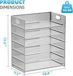 Marbrasse Paper Letter Tray - 6 Tier Mesh File Organizer with Handle, Paper Sorter for Letter/A4 Office File Folder Holder - Silver