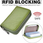 Easyoulife Genuine Leather Credit Card Holder Zipper Wallet With 26 Card Slots