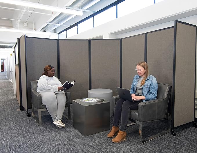 Versare Room Divider 360 Portable Wall Partition | Folding Panels | Large Freestanding Divider | Locking Wheels | Temporary Room Separator
