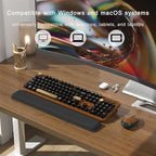 Colorful Wireless Computer Keyboard and Mouse Combo with Round Typewriter Keycaps, Retro Design, Power Switch, Ergonomic Design, 2.4GHz Wireless for Windows, Mac, PC(Black-Brown)