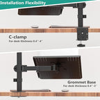 WALI Dual Monitor Stand, Laptop and Monitor Stand for 2 Screen 1 Laptop Notebook, Extra Tall Desk Mount for Monitor up to 27 inch, Notebook up to 17 inch (M002XLLP), Black