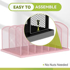 Desk File Organizer Vertical 7 Sections Mesh File Sorter Paper Storage Organizer for Desk, Office Organization File Holder Rack,Pink