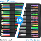 YOUSHARES 166 Slots Colored Pencil Case, 110 Slots Gel Pens fo Coloring Case Organizer, Handy Multilayer Color Pencil Holder for Glitter Gel Pens, Refills, Colored Pencils for Adults & Artist (Blue)