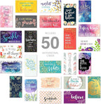 Canopy Street Inspirational Quote Cards / 50 Positivity Cards / 25 Uplifting Designs / 2" x 3.5" Flat Mini Motivational Business Card Sized Notes/Made In The USA