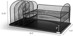 Safco Onyx Desk Organizer, 3 Vertical Compartments and 3 Trays, Office and Classroom Mailbox , Paper and Mail Sorter, Steel Mesh, Black
