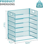 Marbrasse 6 Tier Paper Organizer Letter Tray - Mesh Desk File Organizer with Handle, Paper Sorter for Letter/A4 Office File Folder Holder -Blue