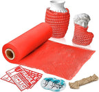 Red Honeycomb Packing Paper for Moving Breakables, 15 Inch x 100 Feet. Fragile Shipping Supplies. Perforated Packing Materials for Fragile Items. Moving Paper Wrap. Eco Friendly Packaging