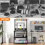 Homieasy Printer Stand with Charging Station, 29.1" x 22.8" Large 3D Printer Table with Filament Storage, Heavy Duty Rolling Printer Cart with 4-Tier Storage for Workshop/Office/Garage, Black