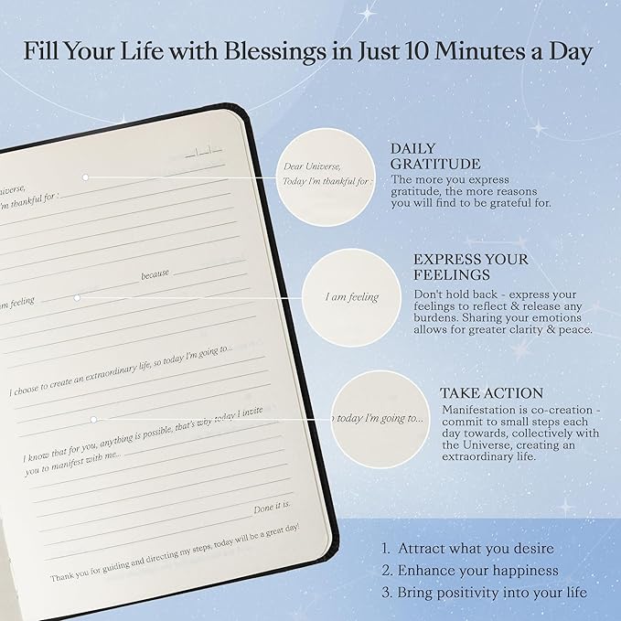 Daily Gratitude Journal (with 160 pages) | Letters to the Universe | Gratitude and Manifestation Journal | Thoughtful Spiritual Gift - English Version