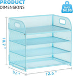 Marbrasse 4 Tier Paper Organizer Letter Tray - Mesh Desk File Organizer with Handle, Paper Sorter Organizer for Letter Office File Folder Holder (Blue, 12.6" x 9.1" x 10.7")