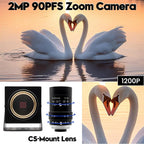 SVPRO 2MP Global Shutter USB Camera 90FPS High Speed Camera with 5-50mm Zoom Lens,Manual Focus Webcam for Glof Swing,10X Optical Zoom Industrial Video Camera USB Plug and Play for Computer