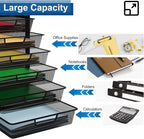 Natwind Mesh Desk Organizer with 6 Tier Sliding Drawers, Paper Sorter, Multi-Functional Home Office Supplies Storage Tray for Letters, Documents, Books, Mail, Files, Arts & Crafts Supplies - Black