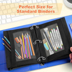 Shemira Pencil Pouch for 3 Ring Binder, 72 Pack Black Pencil Pouches Bulk, Pencil Pouch with Smooth Zipper, Zipper Pencil Pouches, 3 Ring Binder Pencil Pouch‘es, Clear Window Pencil Case Pouch