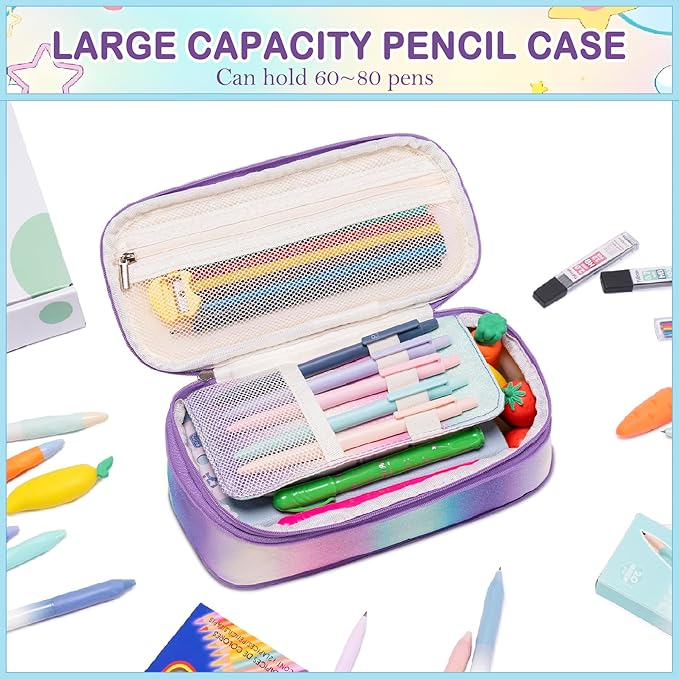78PCS Mechanical Pencil Set 0.5, 0.7mm, 2.0mm Aesthetic School Supplies With Cute Pencil Case Pouch, 436PCS Lead Refills, 16 Gel Pens, 12 NO Bleed Highlighters