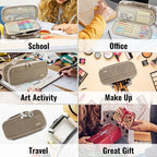 Pencil Case, Large Capacity Pencil Case Organizer; Double Zipper Storage Bag; Big Pencil Pouch for College School Office Teen Girl Boy Men Women Adult