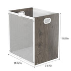 Office Trash Can, Rectangular Kitchen Garbage Can, Iron and Wood Combination Bathroom Trash Can, Modern Design Wastebasket Bin for Bathroom, Laundry Room, Kitchen, Kids' Room, Dorm(4.5 Gallon)