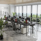 Bonzy Home Conference Tables 9ft Office Computer Desk for Meeting Room Study Writing Printer Podcast Table Save Space Design for 10 People Modern Black 4PCS (110.2"x47.2"x29.5", Black)