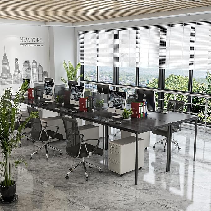 Bonzy Home Conference Tables 9ft Office Computer Desk for Meeting Room Study Writing Printer Podcast Table Save Space Design for 10 People Modern Black 4PCS (110.2"x47.2"x29.5", Black)