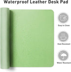 Aothia Leather Desk Pad Protector, Mouse Pad, Office Desk Mat, Non-Slip PU Leather Desk Blotter, Laptop Desk Pad, Waterproof Desk Writing Pad for Office and Home (36" x 17", Foam Green)