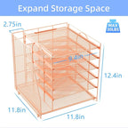 Gianotter Desk Organizer for Women, 6-Tier Paper Organizer with Magazine Rack, Office Desk Decor, Office Supplies (Rose Gold)